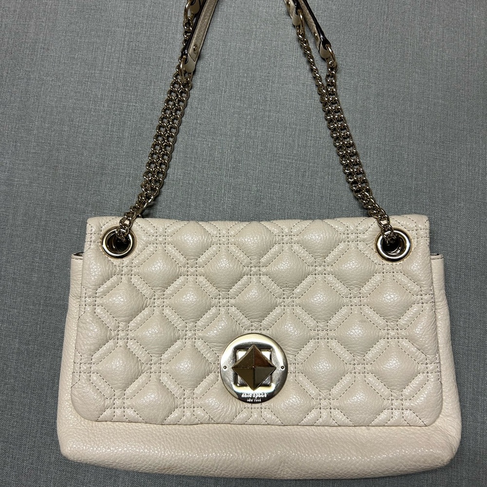 Vintage Kate Spade Beige Quilted Shoulder Bag